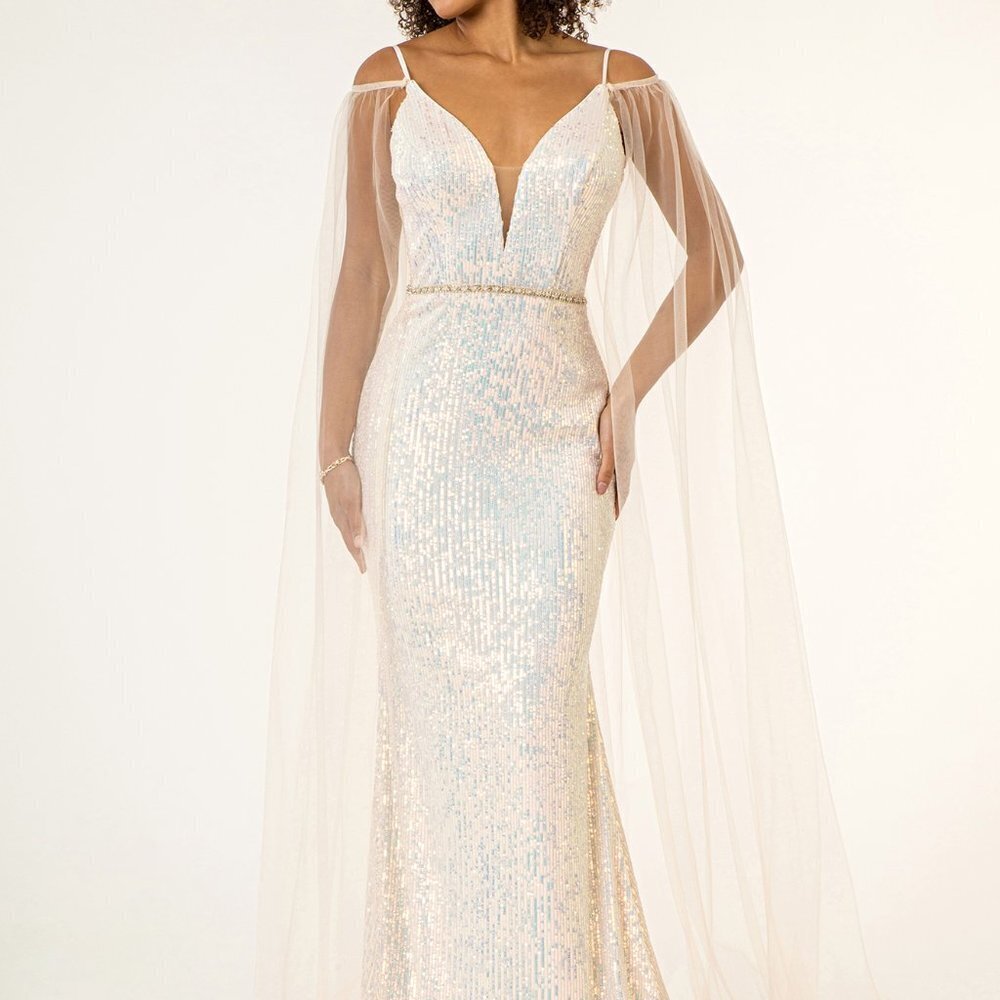 Illusion Deep V-Neck Long Evening Prom Dress 1955